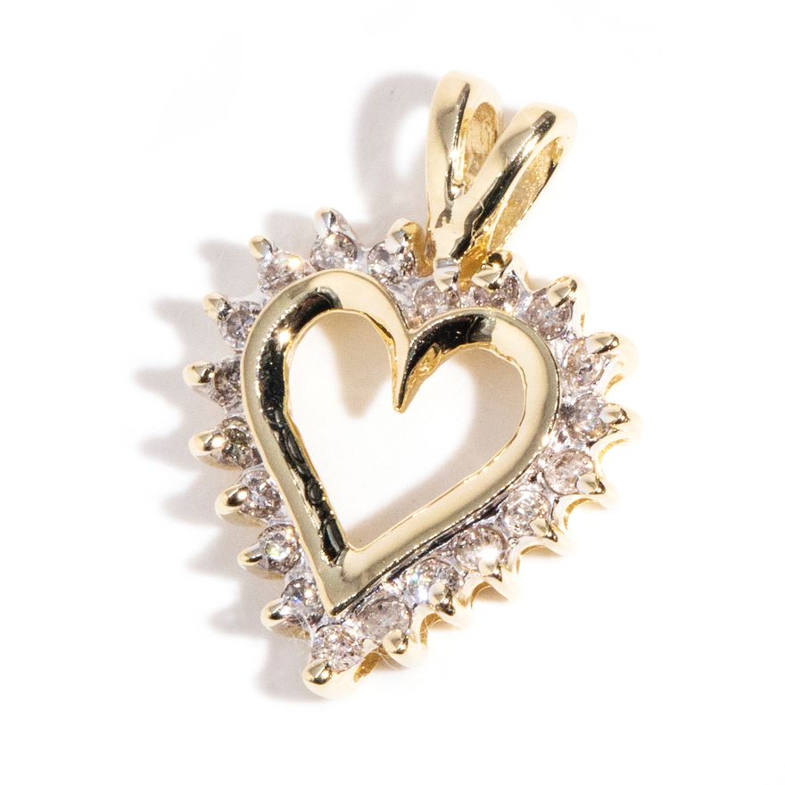 10 Carat Gold Heart Diamond Pendant,