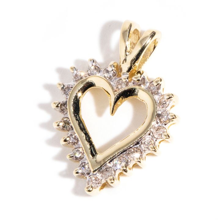10 Carat Gold Heart Diamond Pendant,