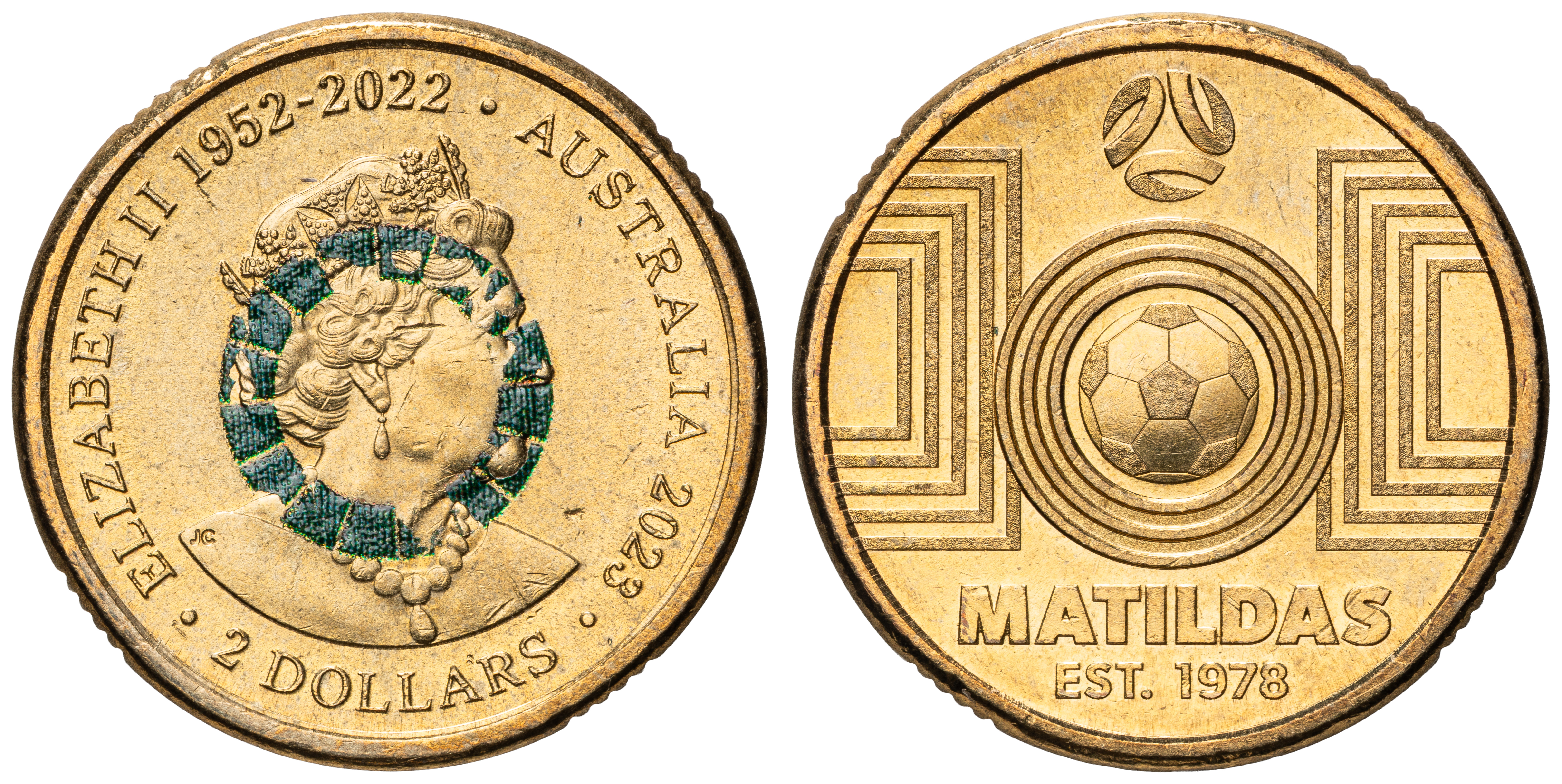 Elizabeth II, Matildas Bullseye, Two Dollars, 2023, UNC
