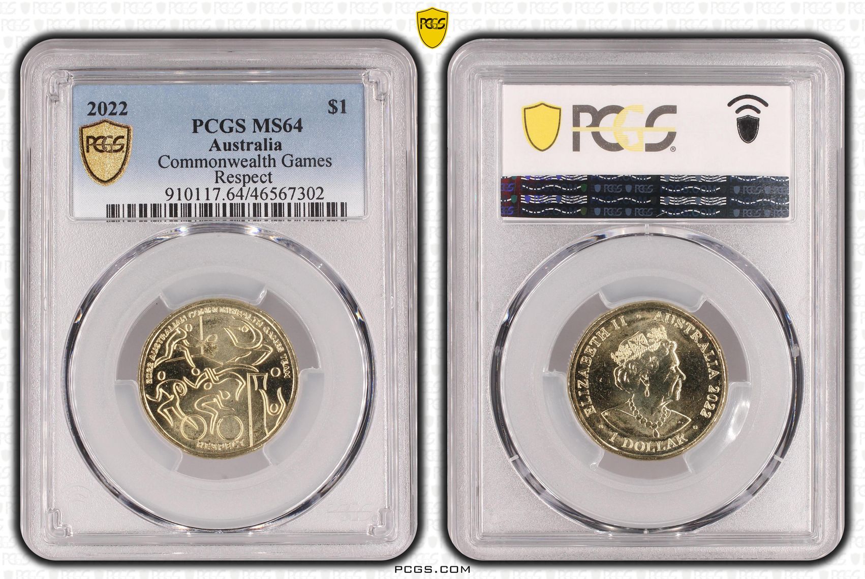 439 · Commonwealth Games Respect, One Dollar, 2022, PCGS MS64