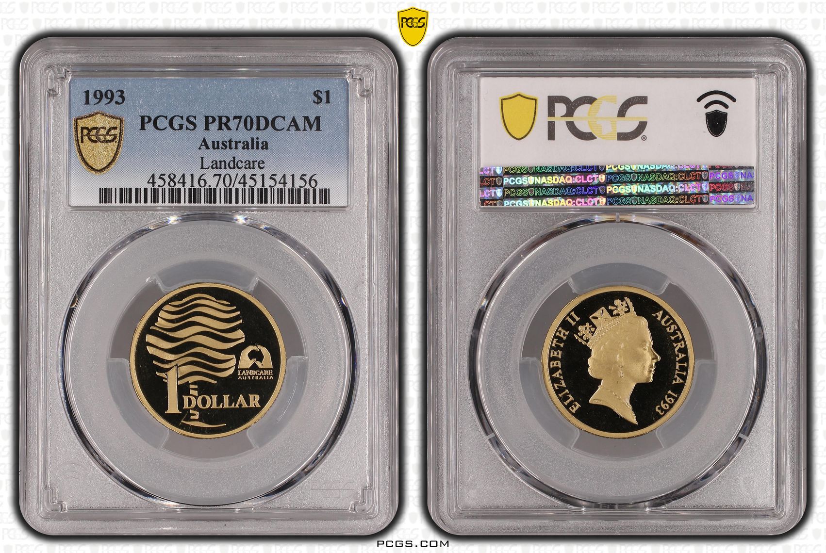 Elizabeth II, Landcare, One Dollar, 1993, PCGS PR 70DCAM