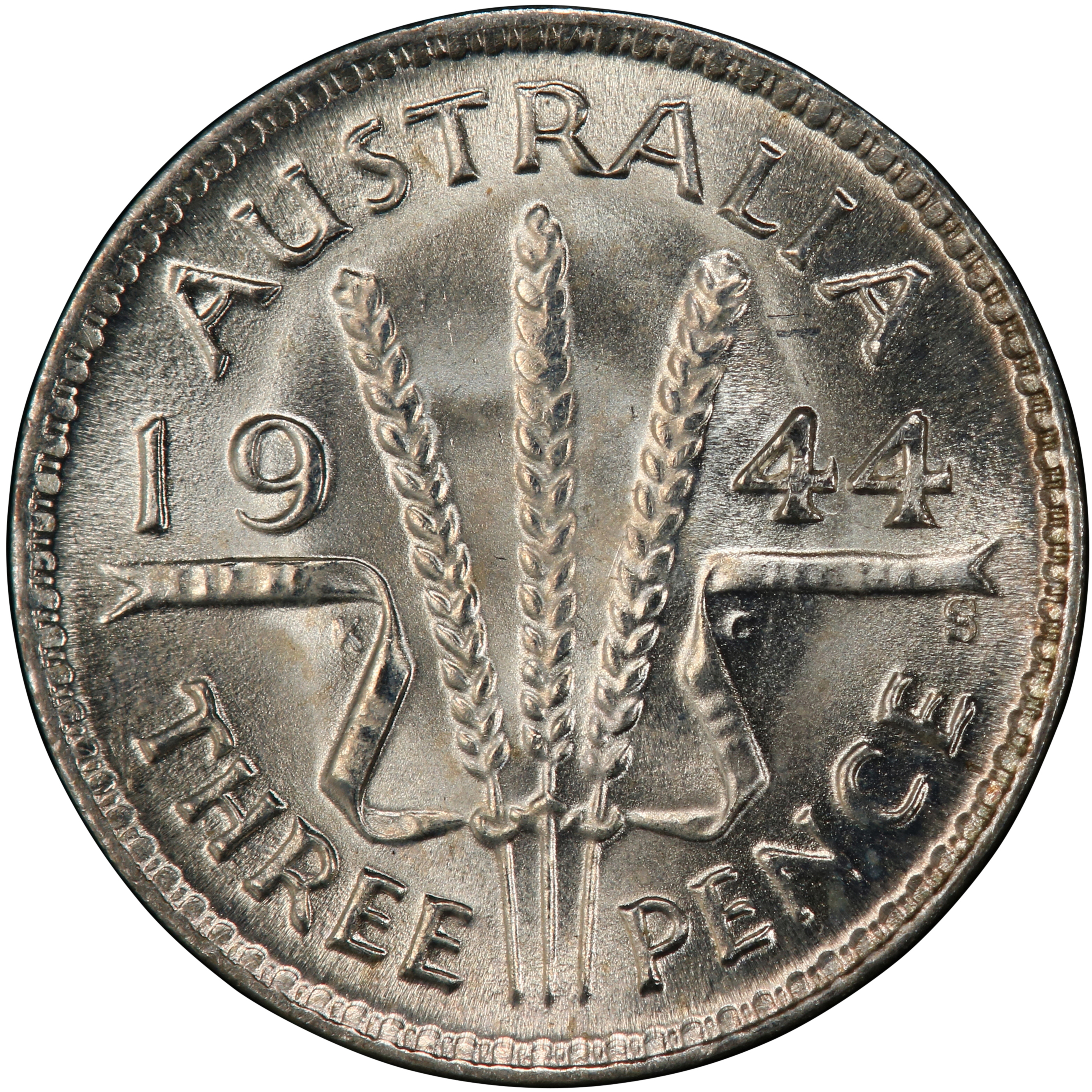 George VI, Threepence, 1944-S, MS 66