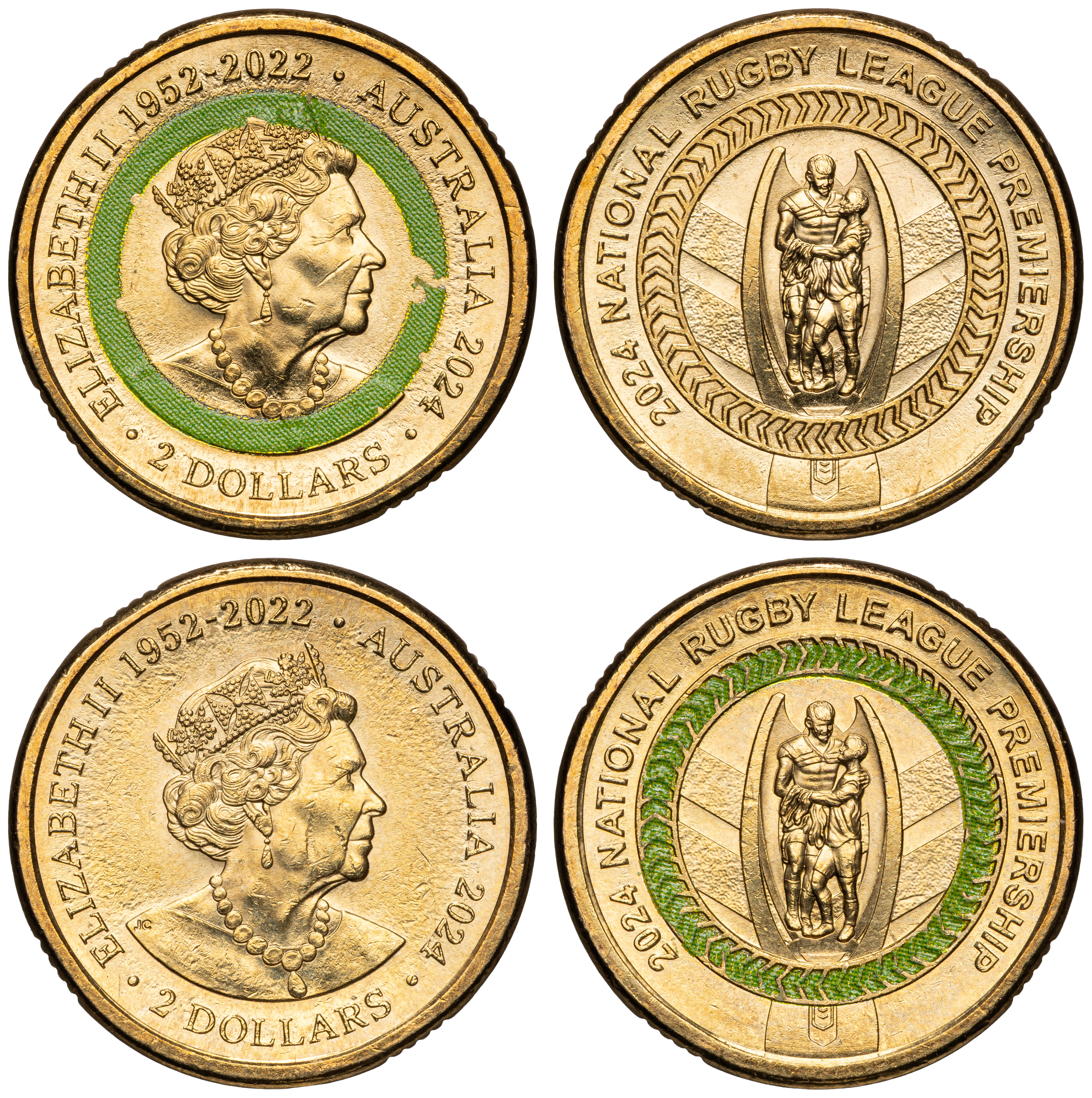 Elizabeth II, NRL Premiership - Bullseye, Two Dollars, 2024, UNC