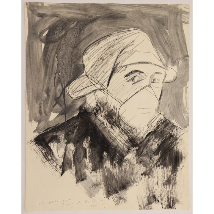 Jay Steensma ''Portrait of Joe Reno'' 1990 Mixed Media on Paper 24''x19''