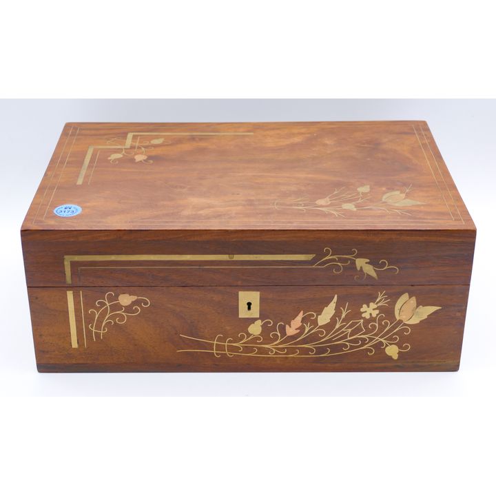 Exotic Hardwood Inlaid Jewelry Box 12''x8''