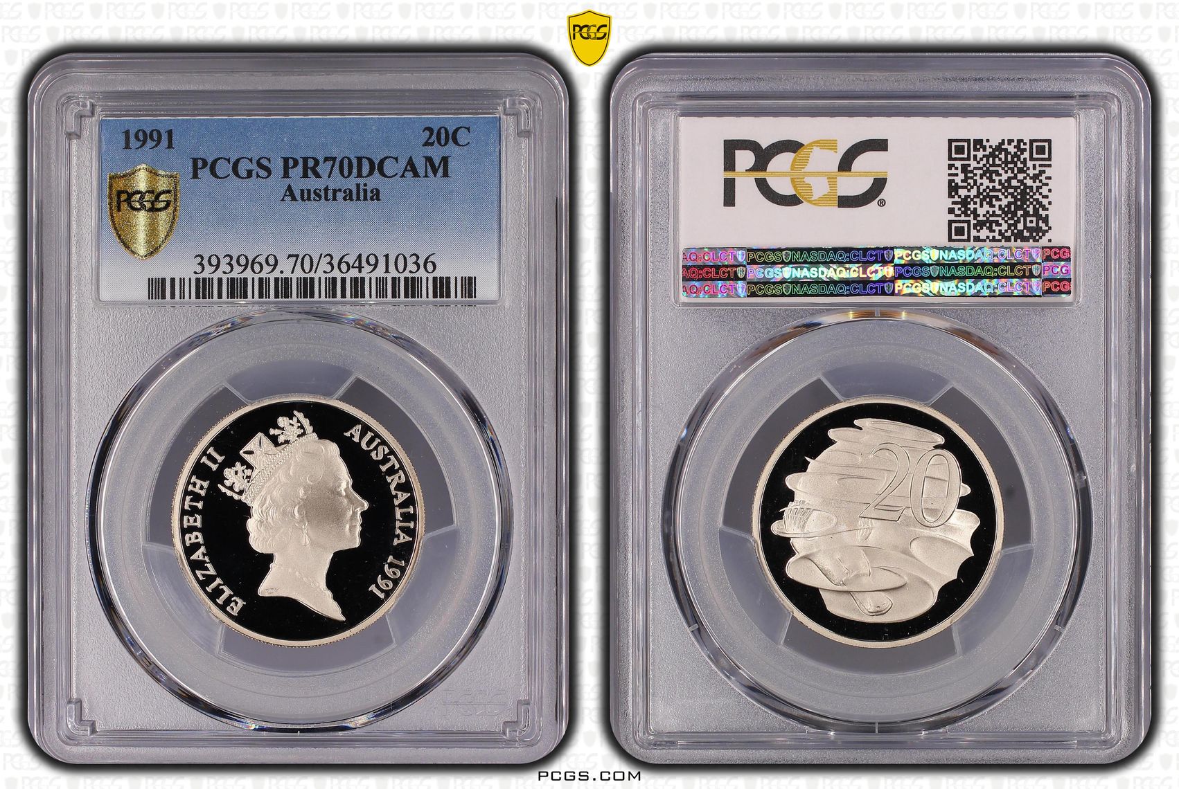 189 · 1991 Australia Twenty Cent, 20c PCGS - PR70DCAM POP 24/0 -036