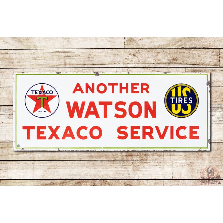 Texaco Black-T & US Tires Single Sided Porcelain Sign TAC 9