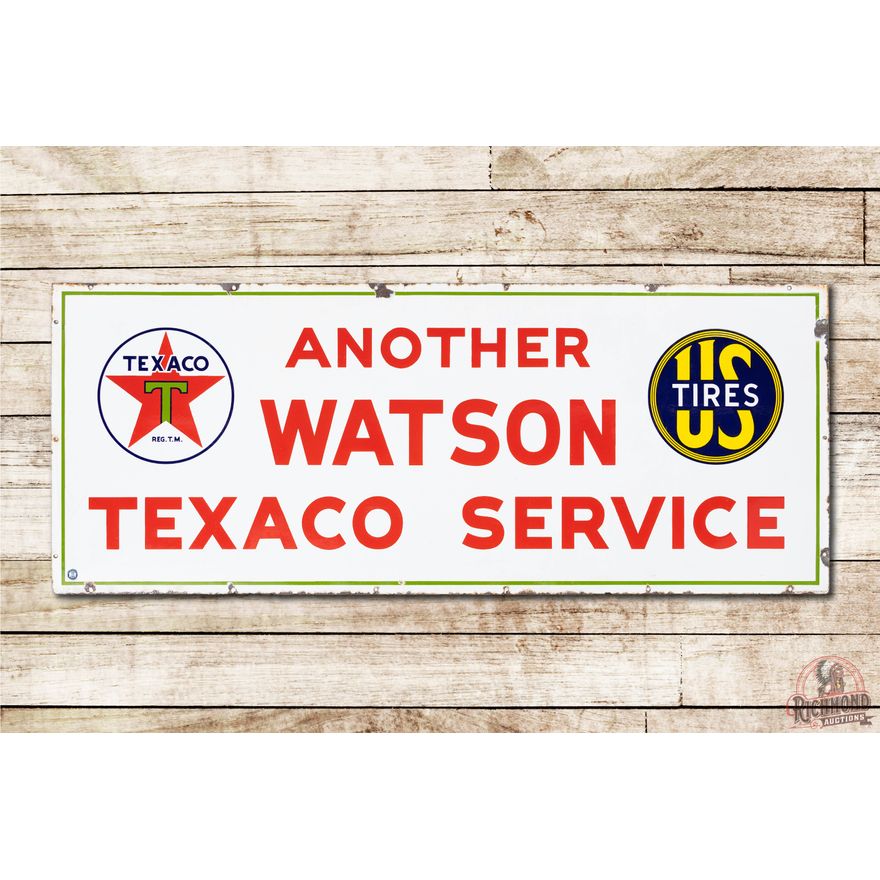 Texaco Black-T & US Tires Single Sided Porcelain Sign TAC 9
