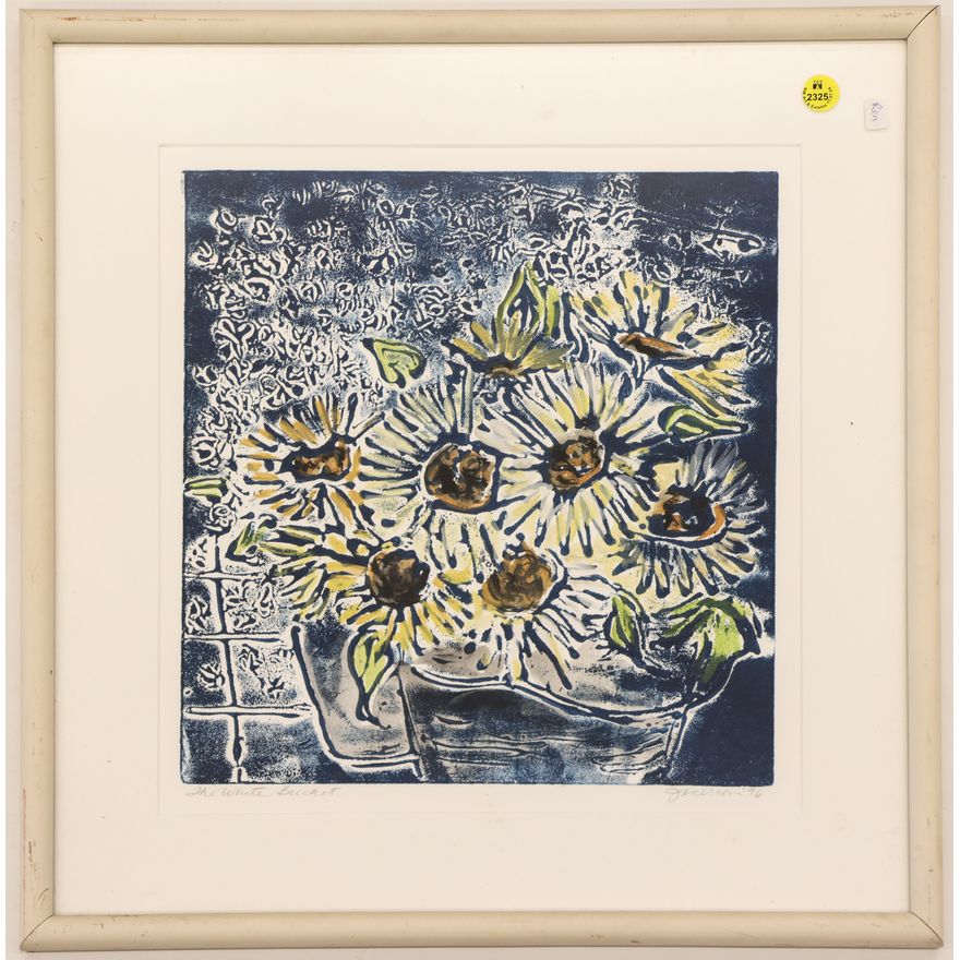 Janerson ''The White Bucket'' 1996 Monoprint Framed 19''x18.5''