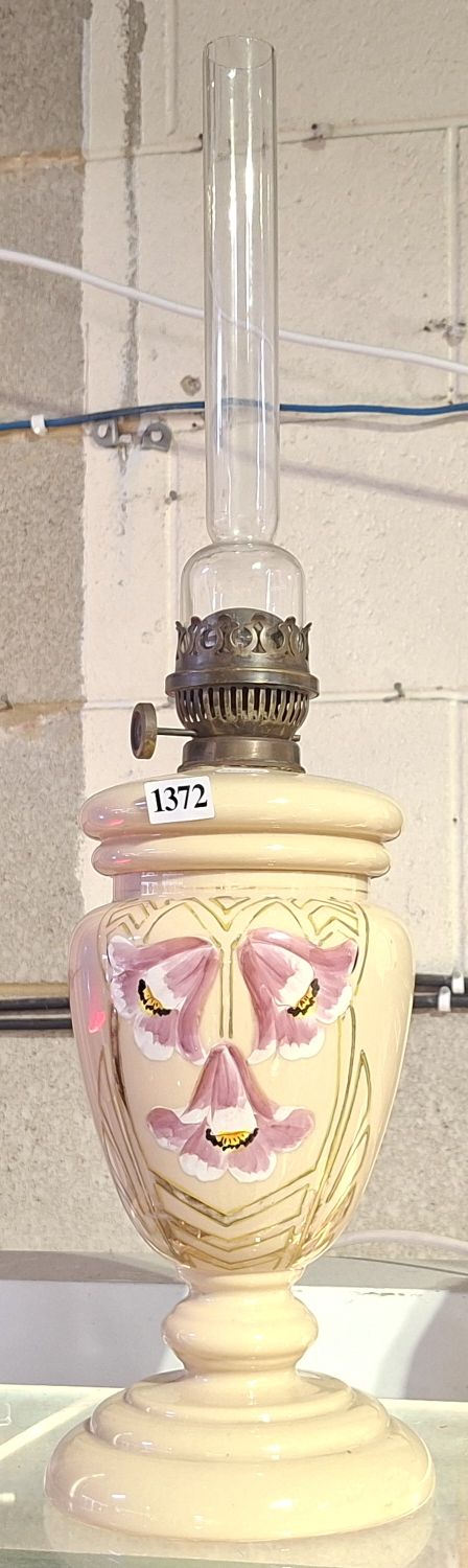 Vintage Opaline Glass Oil Lamp
