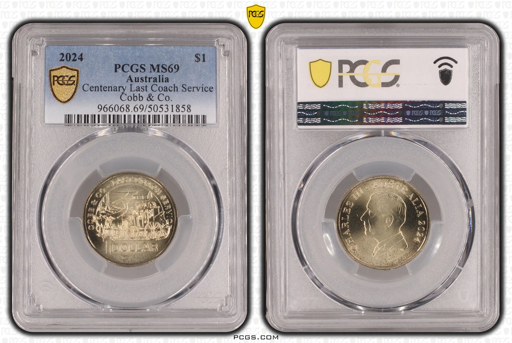 Centenary Last Coach Service, One Dollar, 2024, PCGS MS69