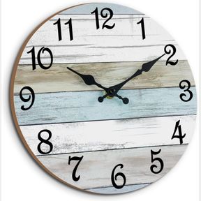 CHYLIN WALL CLOCK 12 INCH BATHROOM CLOCK, RUSTIC WALL CLOCKS BATTERY OPERATED, SILENT NON TICKING WOODEN COASTAL BEACH CLOCK FOR K