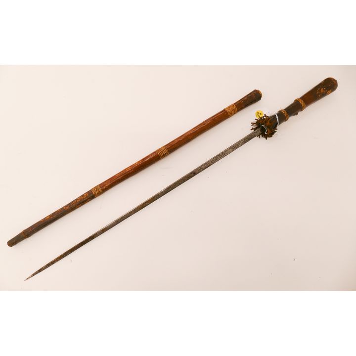 Old African Leather Handled Spike Dagger- 33''