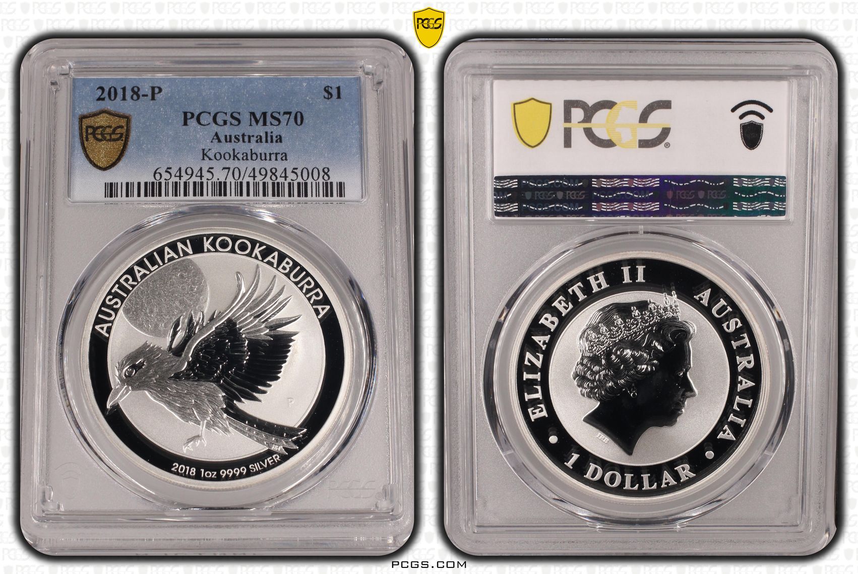 Kookaburra Silver, POP 1/0, One Dollar, 2018-P, PCGS MS70