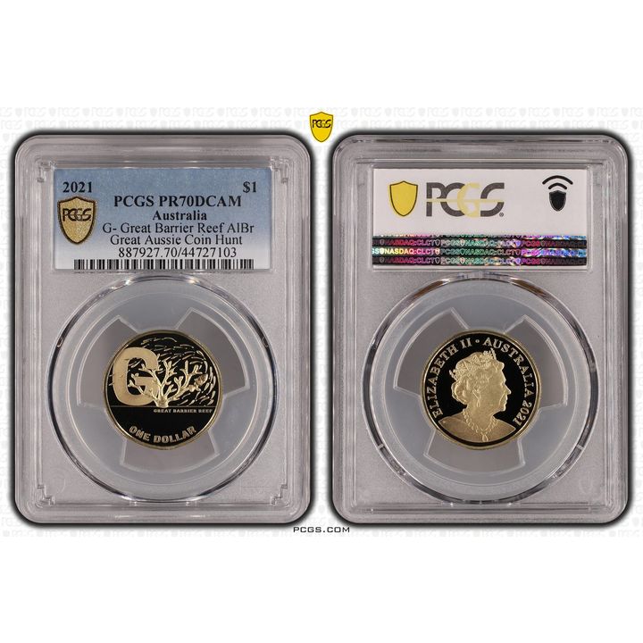 Elizabeth II, G- Great Barrier Reef, One Dollar, 2021, PCGS PR 70DCAM
