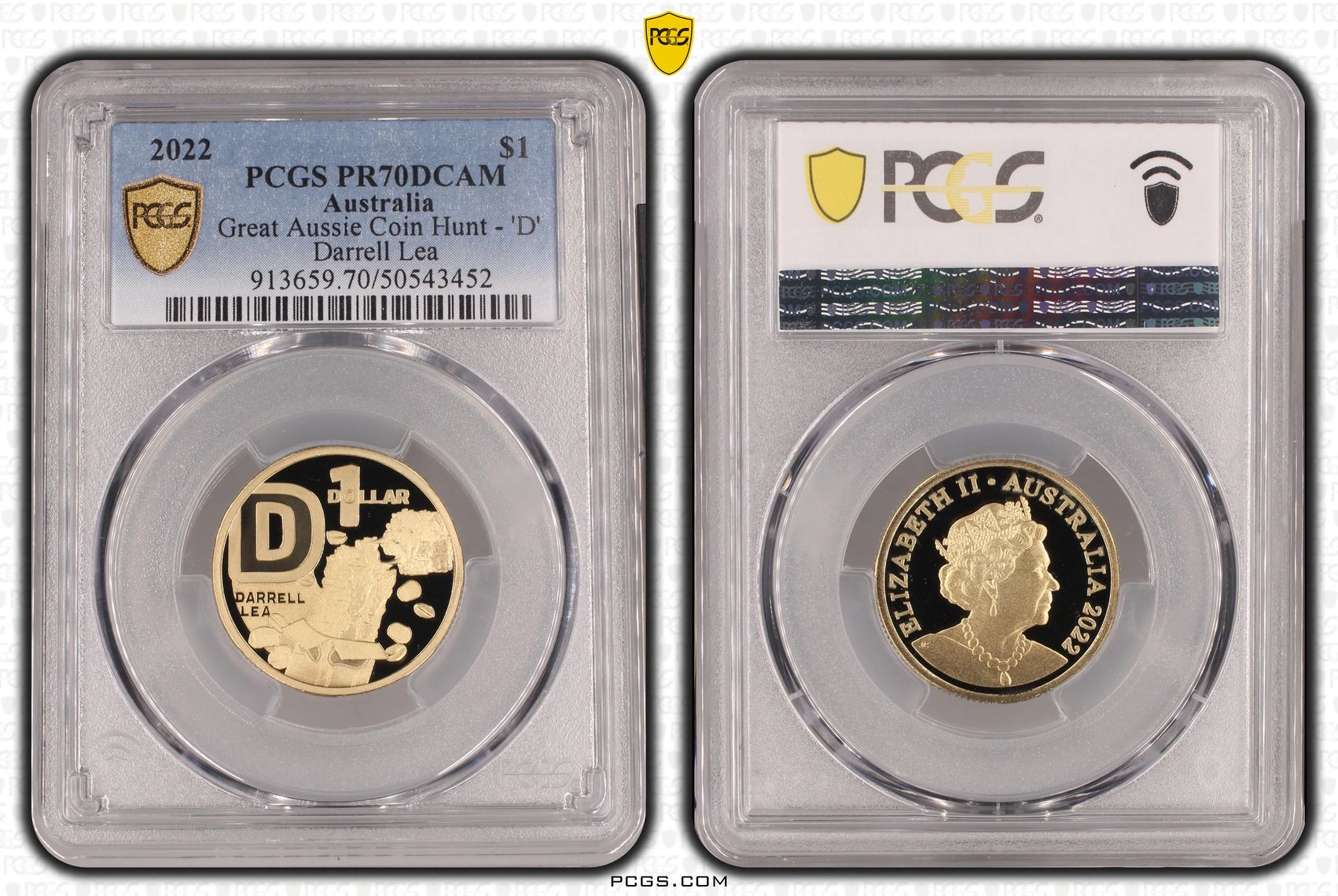 Great Aussie Coin Hunt - 'D', POP 17/0, One Dollar, 2022, PCGS PR70DCAM