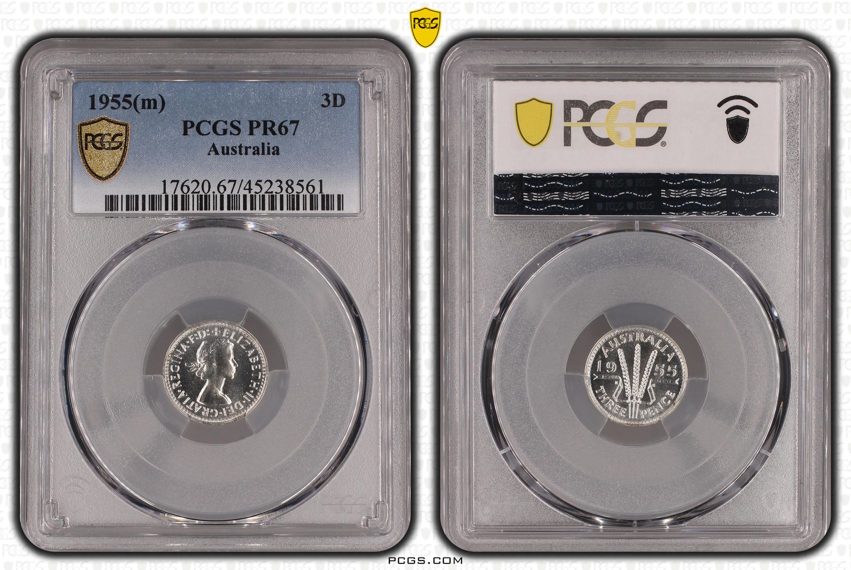 1955(m) Australia Threepence PCGS - PR67 -561