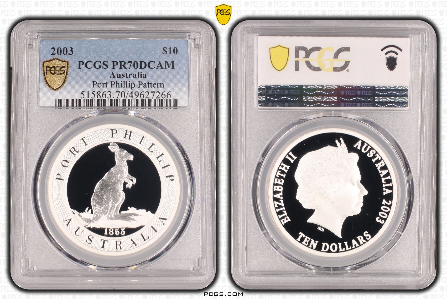 Port Phillip Pattern POP 19/0, Ten Dollar, 2003, PCGS PR70DCAM