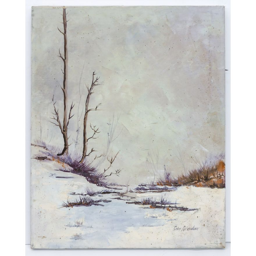 Gene Amondson ''Winter Pond'' Oil on Canvas 20''x16''