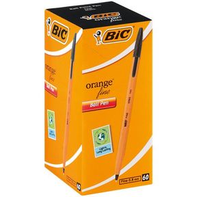 BIC Orange Fine Ball Point Pen - Black (Box of 60) - Fine point 0.8mm
