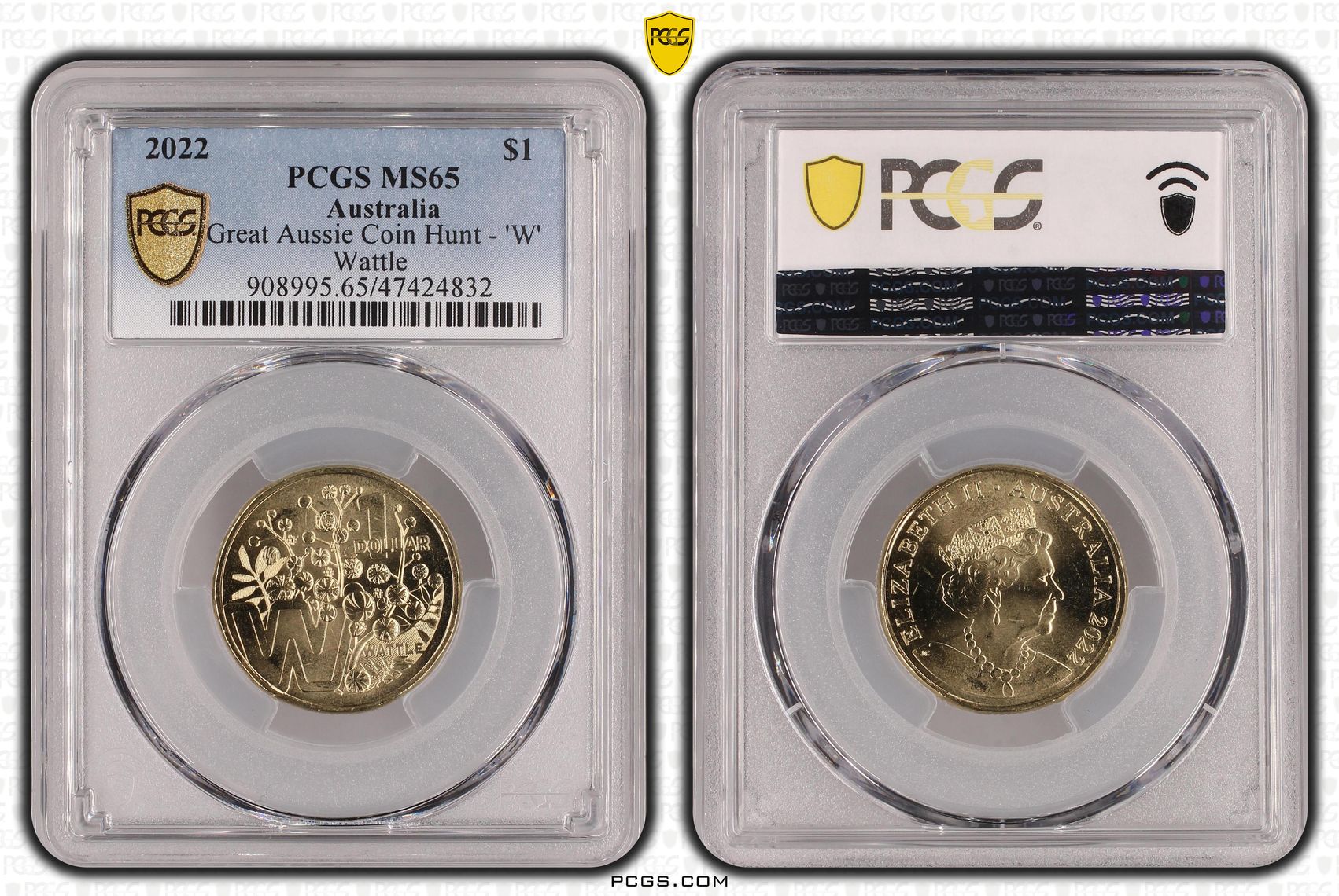 Great Aussie Coin Hunt - 'W', One Dollar, 2022, PCGS MS 65