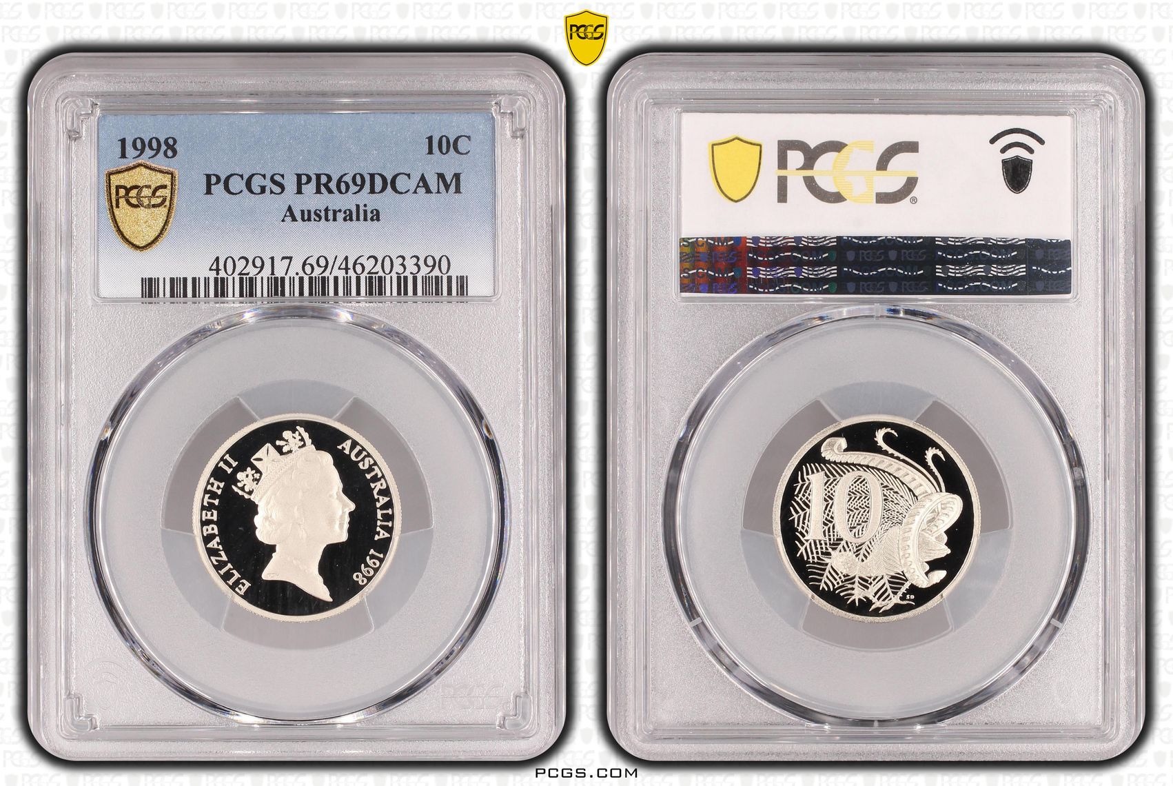 , Ten Cent, 1998, Pcgs Pr69dcam
