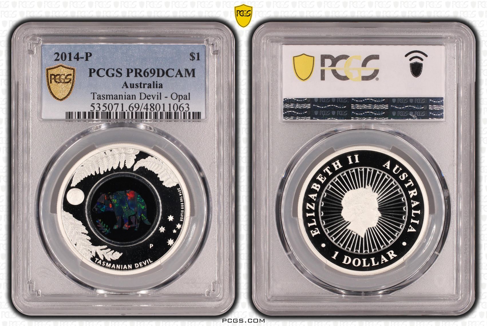 Tasmanian Devil - Opal, One Dollar, 2014-P, PCGS PR69DCAM