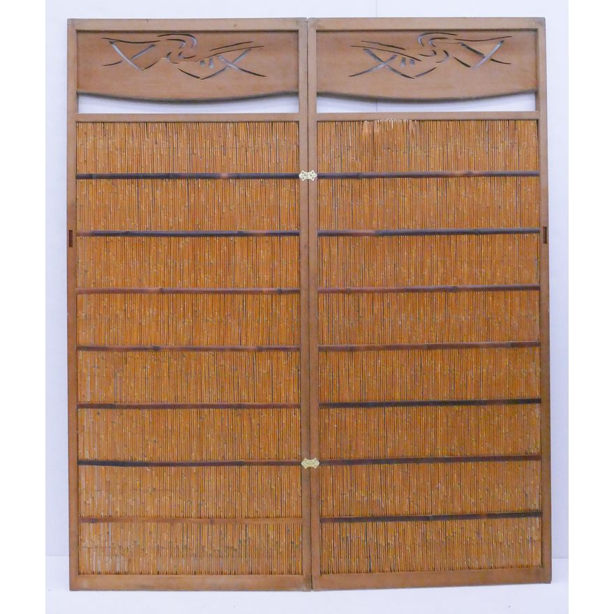 Pair Japanese Shoji Bamboo Door Panels- 68x29'' each