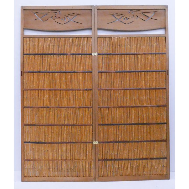 Pair Japanese Shoji Bamboo Door Panels- 68x29'' each