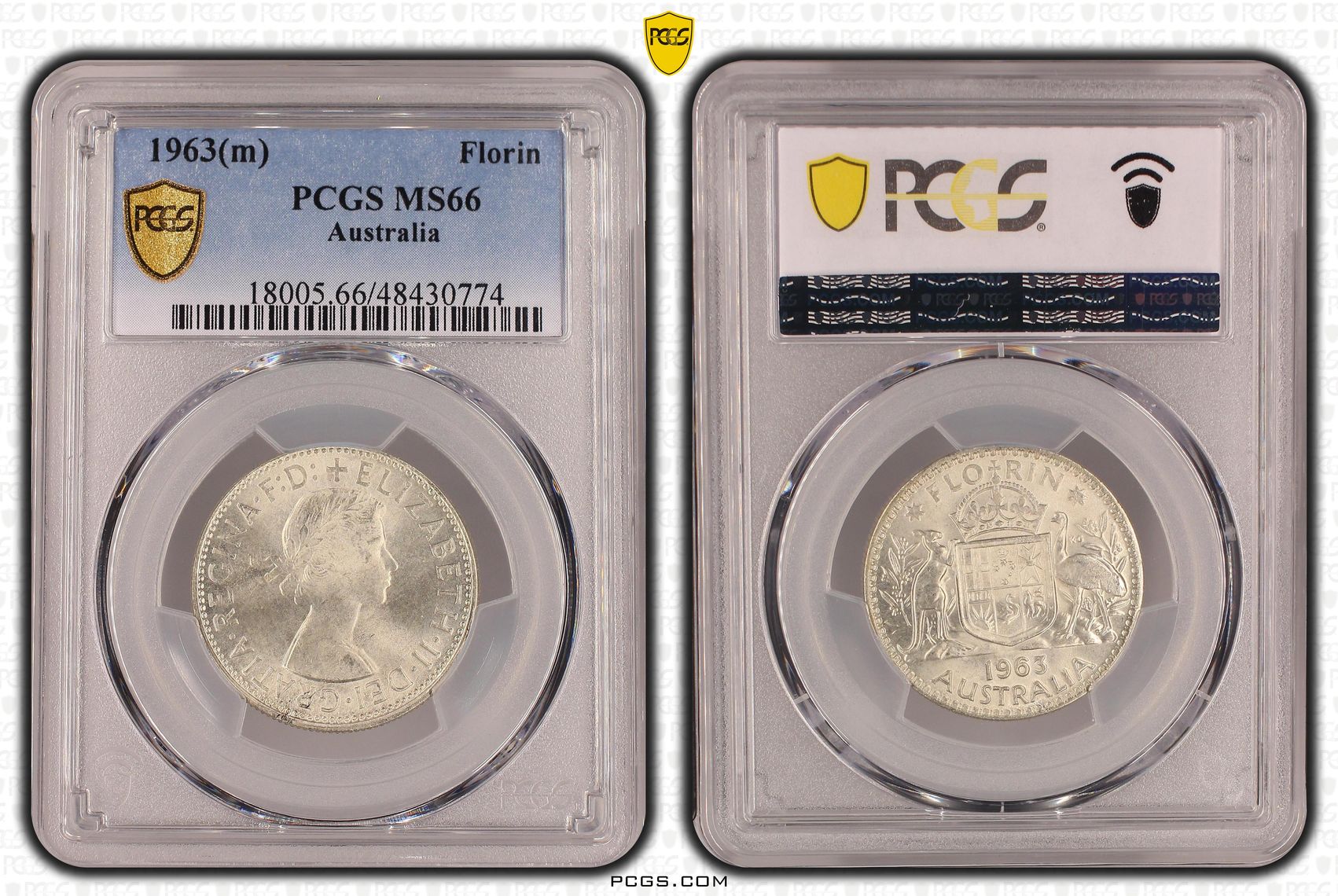 Elizabeth II, Florin, 1963(m), PCGS MS66