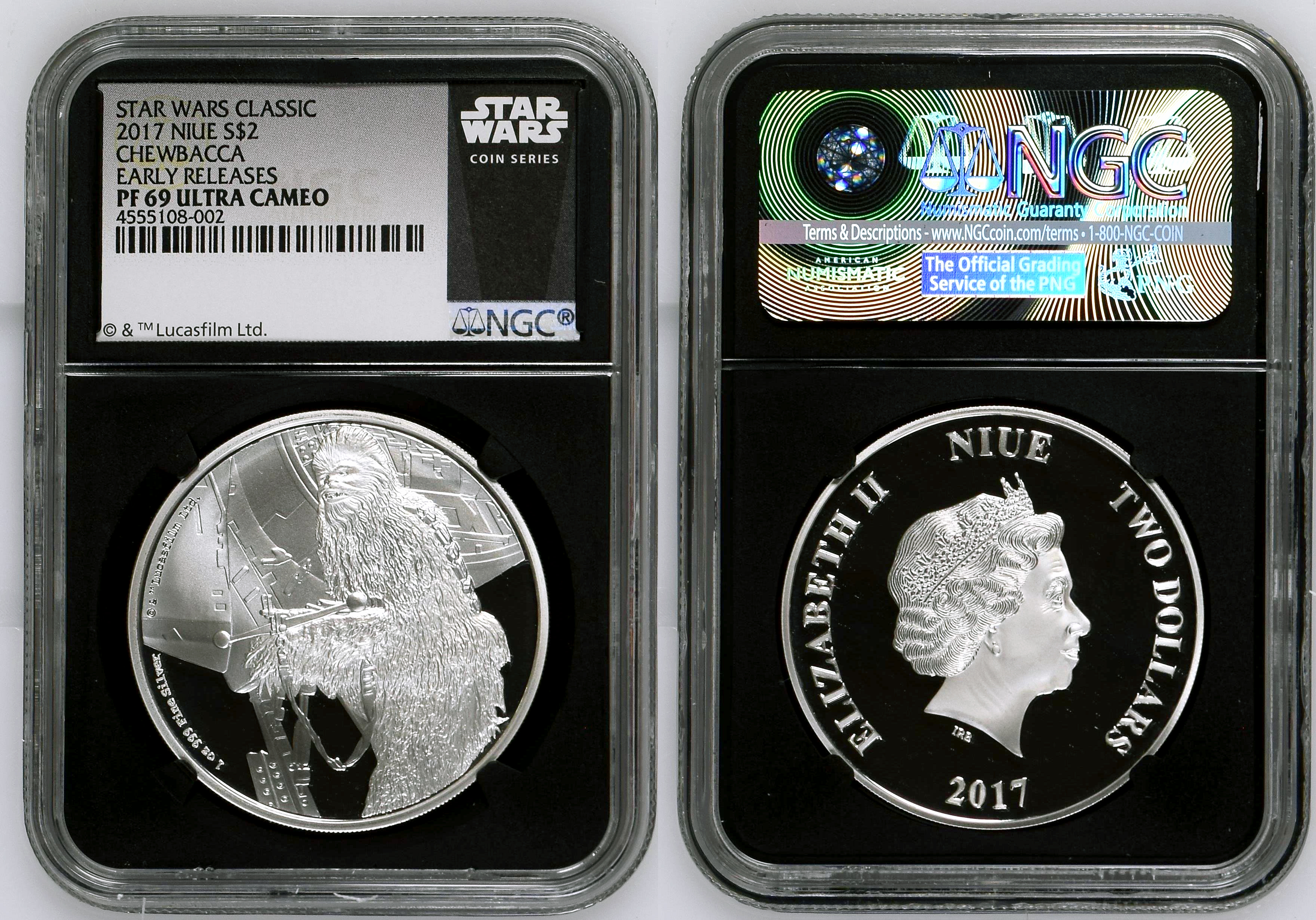 Niue, Chewbacca Early, Two Dollar, 2017, NGC PF 69 ULTRA CAMEO