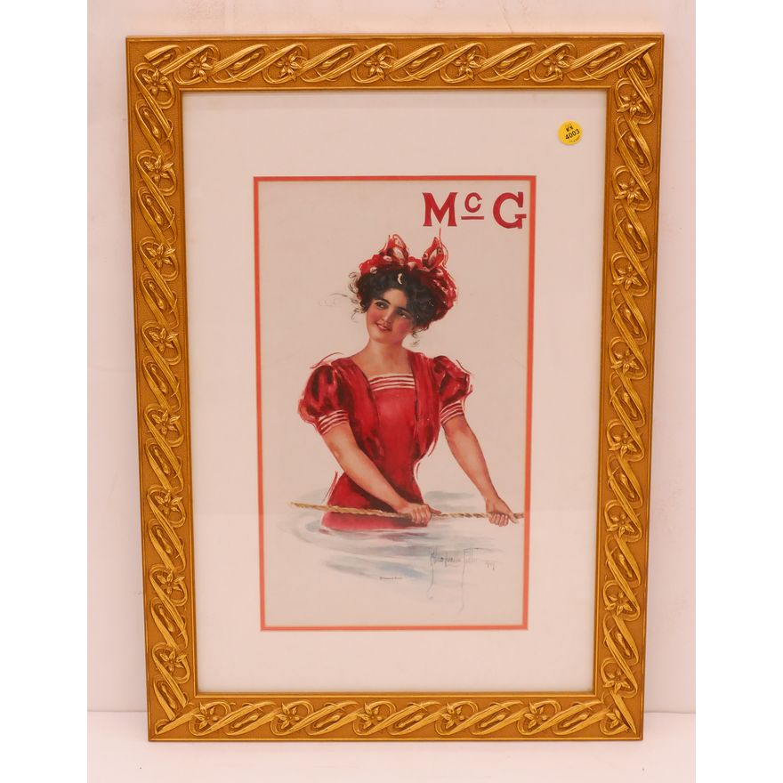 Antique 1909 ''Mc G'' Lithograph Advertisement. Artwork by Alice Luelle Fidler.