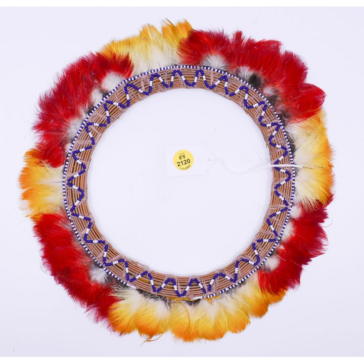 Yahua Amazonian Native Feather Headdress- 11'' diameter