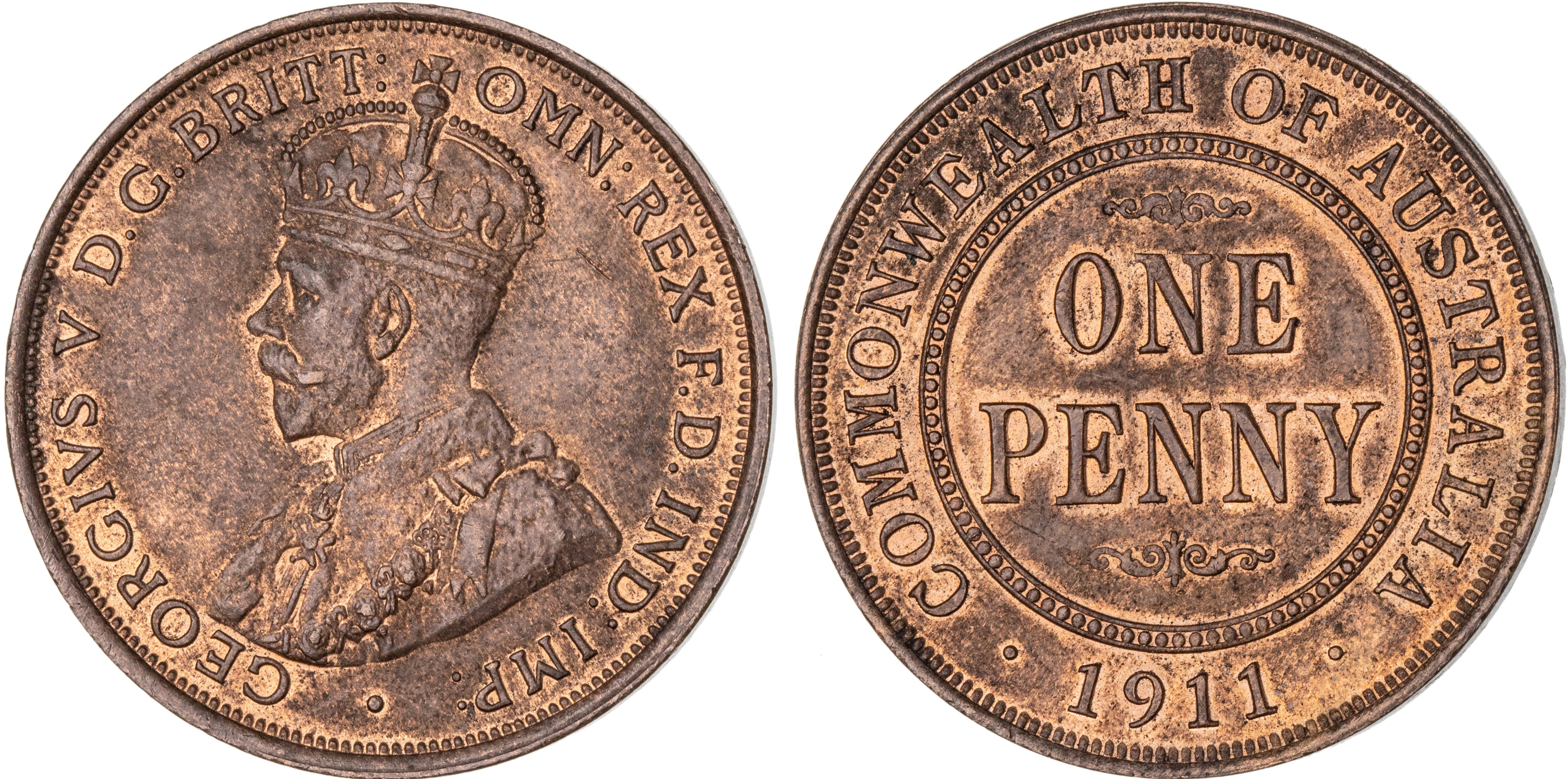 George V, Penny, 1911, UNC
