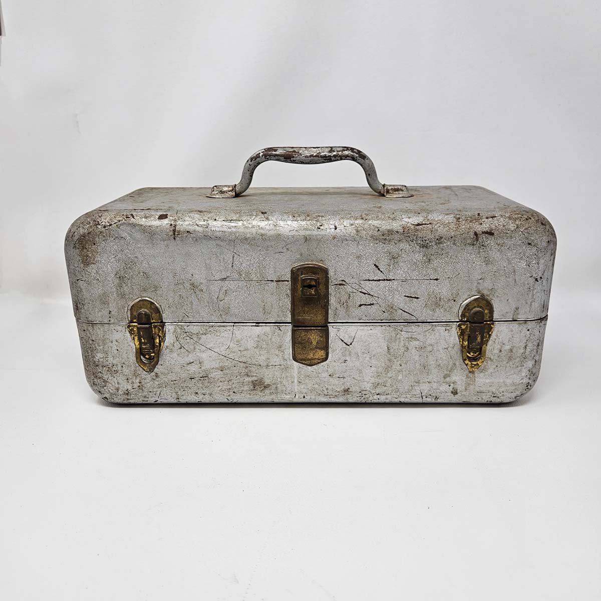 Vintage Metal Fly Fishing Tackle Box with Key & Supplies