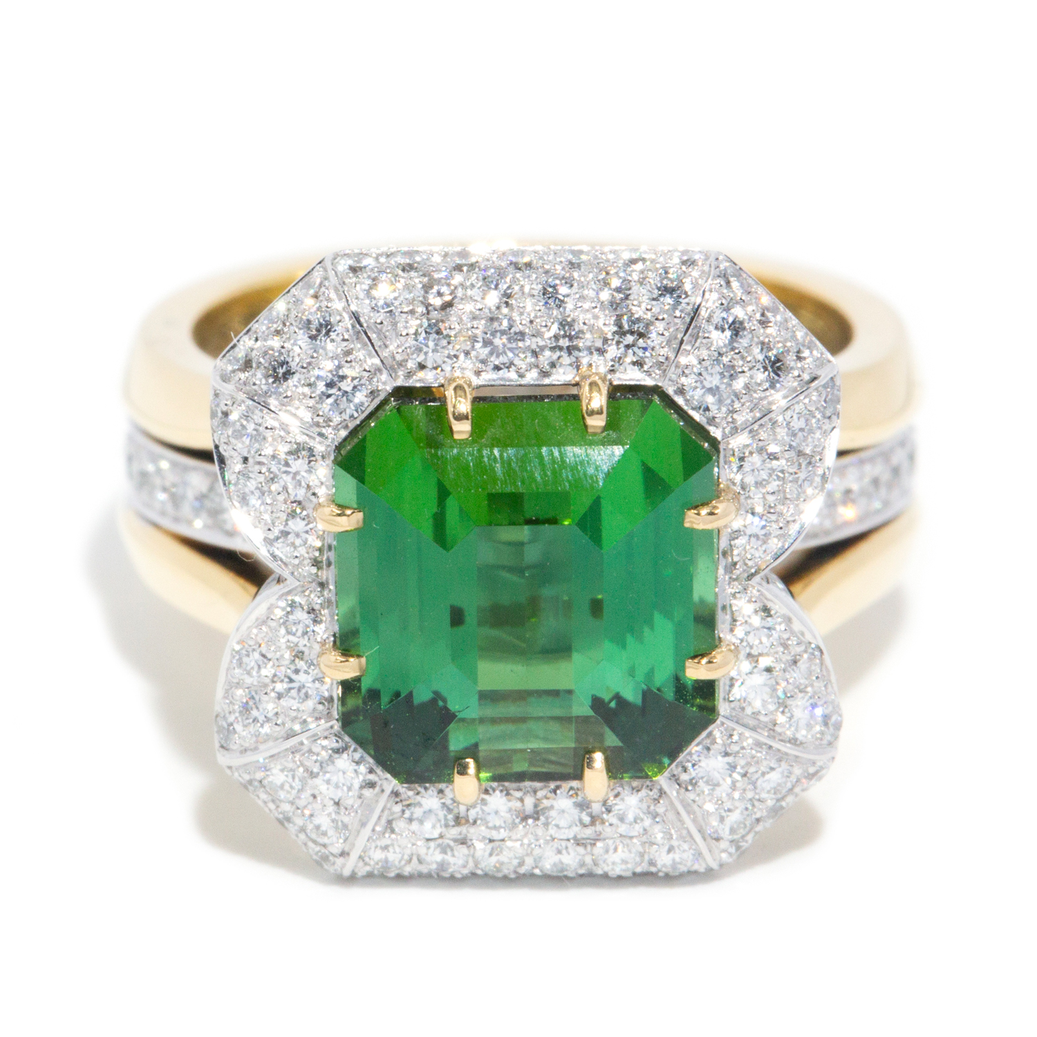 4.6ct Tourmaline & 1.18ct Diamond Cluster Ring