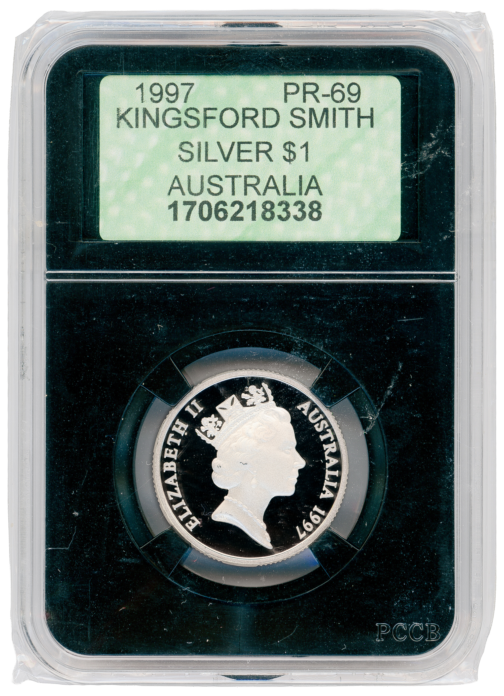 296 · Kingsford Smith, Silver, One Dollar, 1997,  PR69