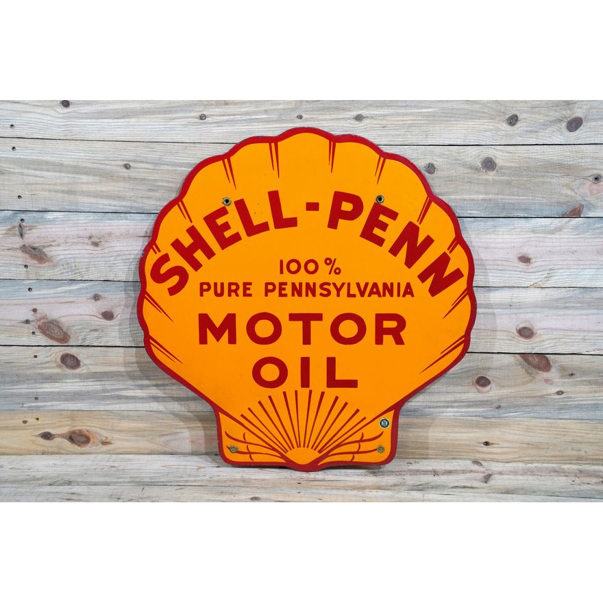 Shell-Penn Motor Oil Single Sided Porcelain Oil Bottle Rack Sign TAC 9
