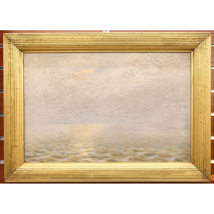 Antique Impressionist Seascape Oil Painting Framed 18''x25''