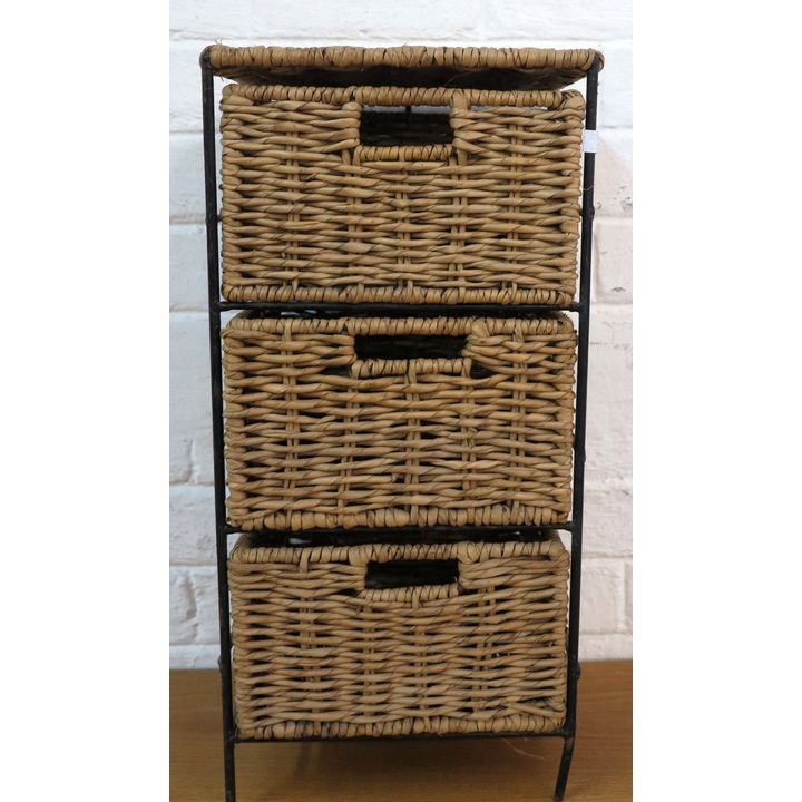 METAL AND WICKER PEDESTAL,
