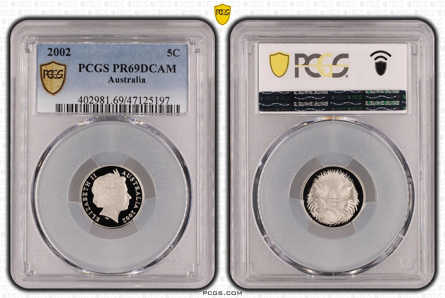 Elizabeth II, Five Cent, 2002, PCGS PR69DCAM