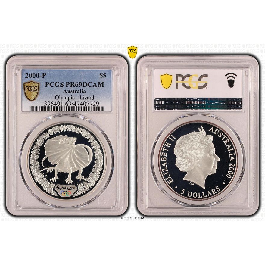 Elizabeth II, Olympic Lizard, Five Dollar, 2000-P, PCGS PR 69DCAM