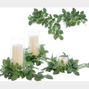 PACK OF 6 LING'S MOMENT GREENERY ARTIFICIAL ROSE LEAF GARLAND FOR LANTERNS DECORATION, 6PCS SPLICEABLE WEDDING SHORT VINE WREATH F