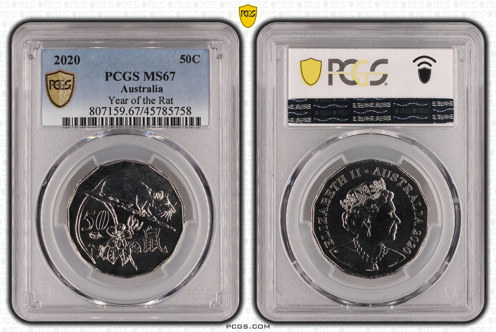 Year of the Rat , Fifty Cent, 2020, PCGS MS67