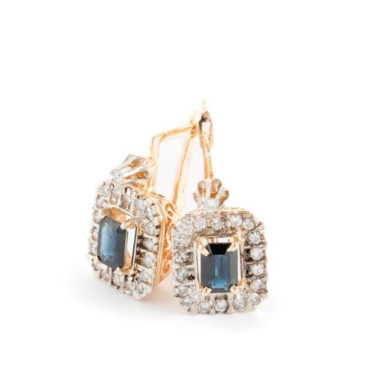Sapphire & Diamond 14ct Rose Gold Earrings