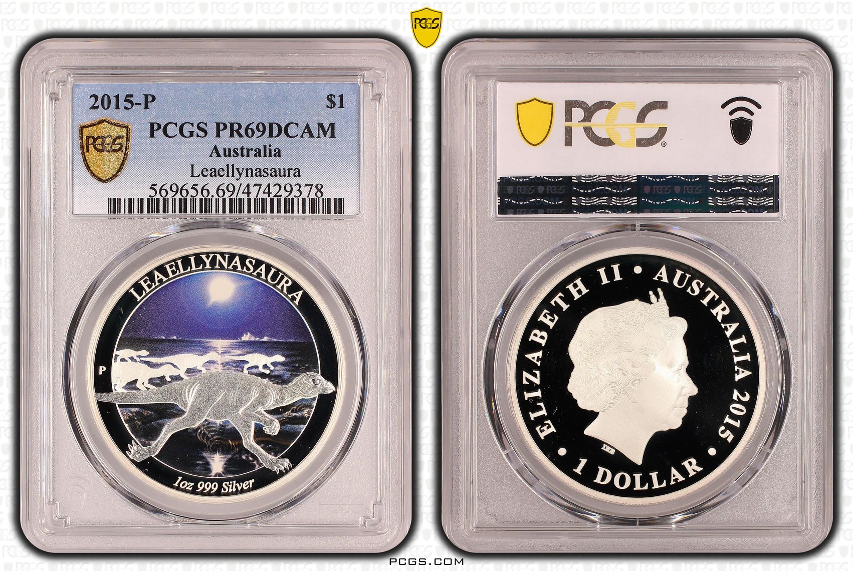 Leaellynasaura, One Dollar, 2015-P, PCGS PR69DCAM