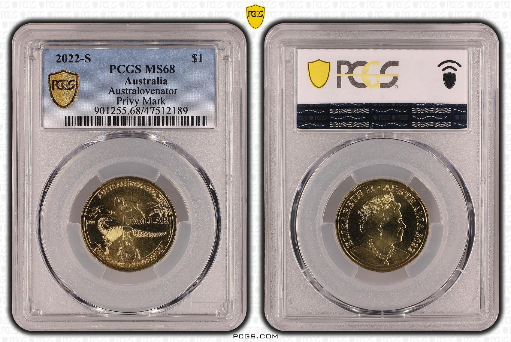 Australovenator - Privy Mark, One Dollar, 2022-S, PCGS MS 68