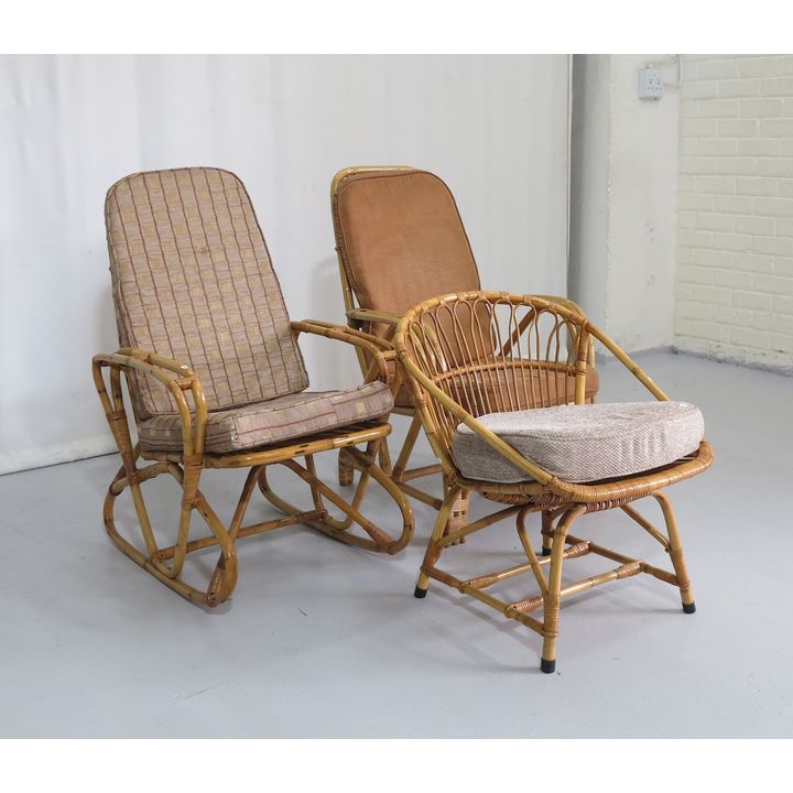 3 WICKER ARMCHAIRS