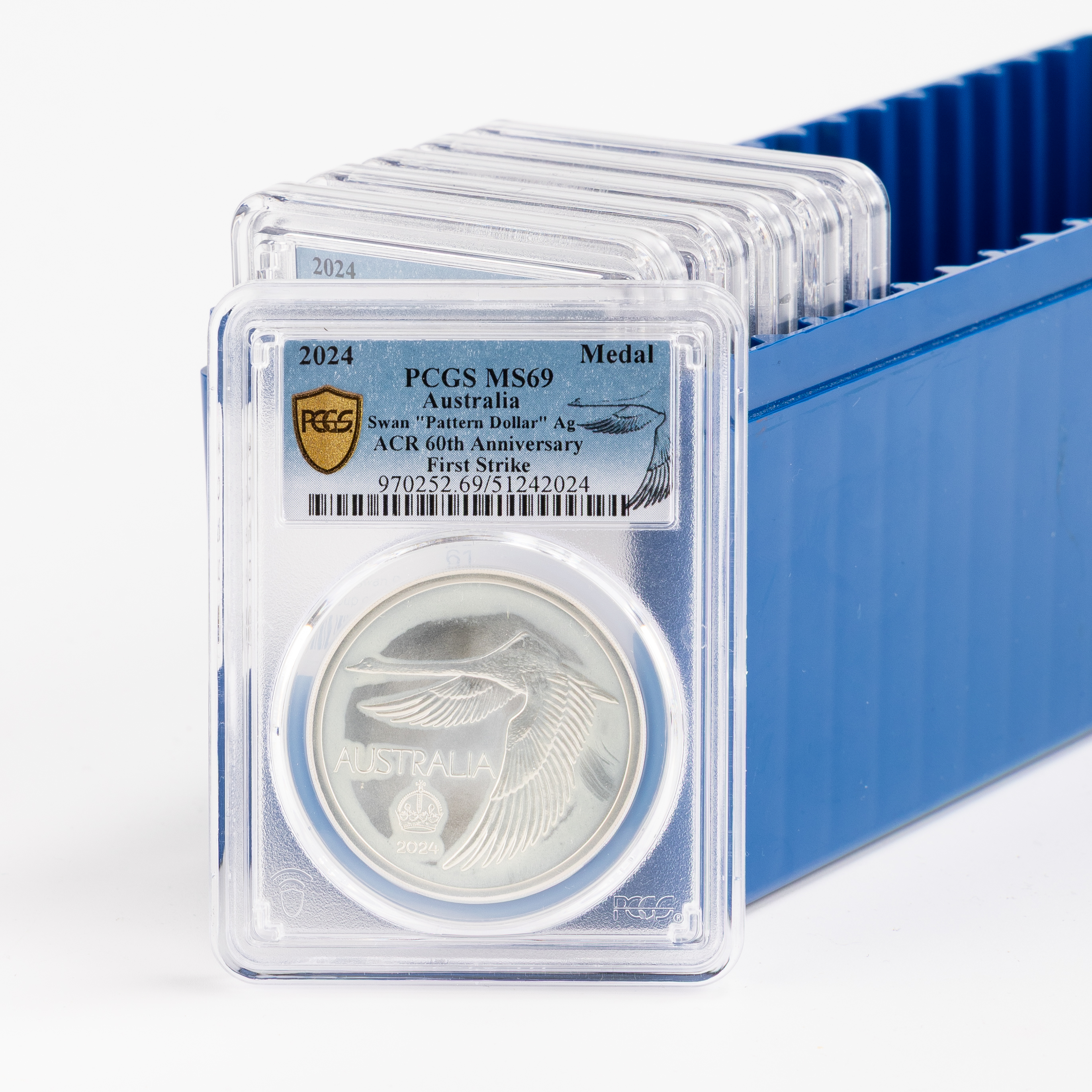 Group of 6 ACR Swan Pattern Dollar Silver Unc, Crown, 2024, PCGS MS69
