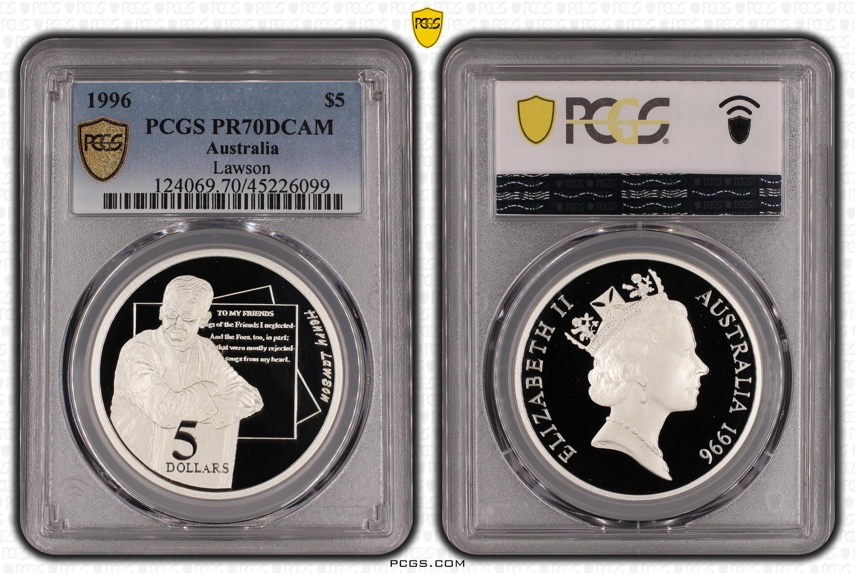 1996 Australia Five Dollar, $5 Lawson PCGS - PR70DCAM POP 5/0 -099